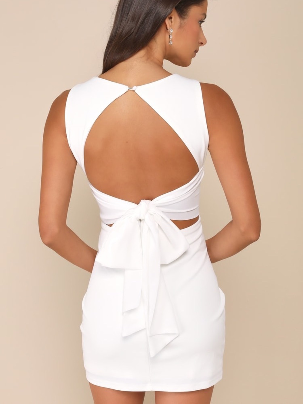 NWT Lulus Confident Cutie White Tie Back Sleeveless Mini Dress